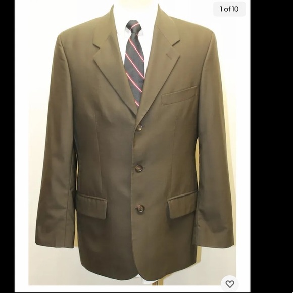 Chaps Ralph Lauren Men Dark Brown Pure Wool Made In Canada 3 Button 40R Blazer - Picture 1 of 10